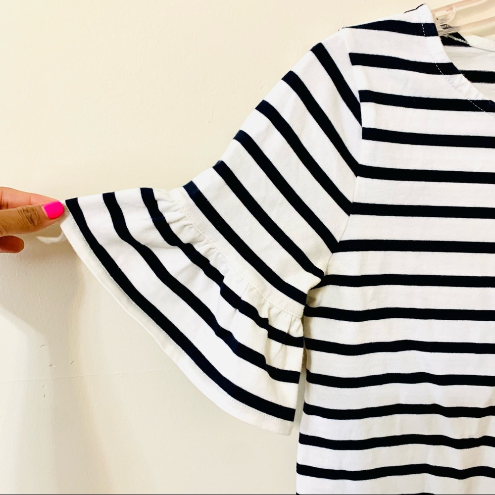 J Crew Striped Ruffle Sleeve Blouse/Top - Size XS - Picture 4 of 8